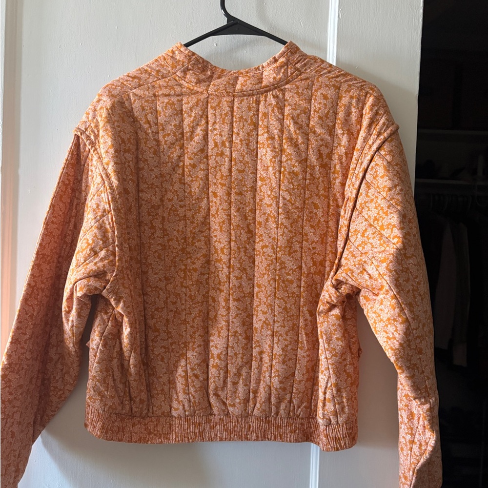 Universal Thread Orange Floral Puffer Jacket - Picture 2 of 2